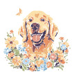 Кристальная ( алмазная) мозаика  " ФРЕЯ" ALBP- 259 постер " Собачка в цветах" 30 х 30 см